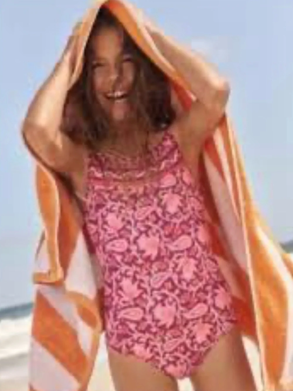 Mini Boden 9-10Y One -Piece Swimsuit with Beaded Details and Crossback Straps